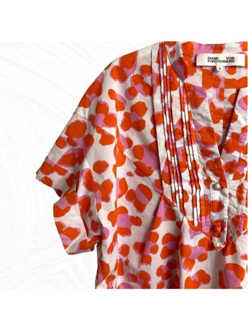 Diane Von Furstenberg Fiona Poplin Top S Short Sleeve Cottage Y2K indie - Picture 4 of 8